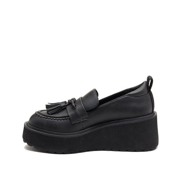 Rocket Dog Harper Platform Black Chunky Loafer Grunge Y2K Edgy Faux Leather - Picture 3 of 16